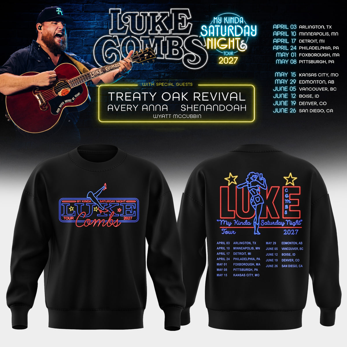LUKE COMBS — MY KINDA SATURDAY NIGHT TOUR 2027 Sweatshirt