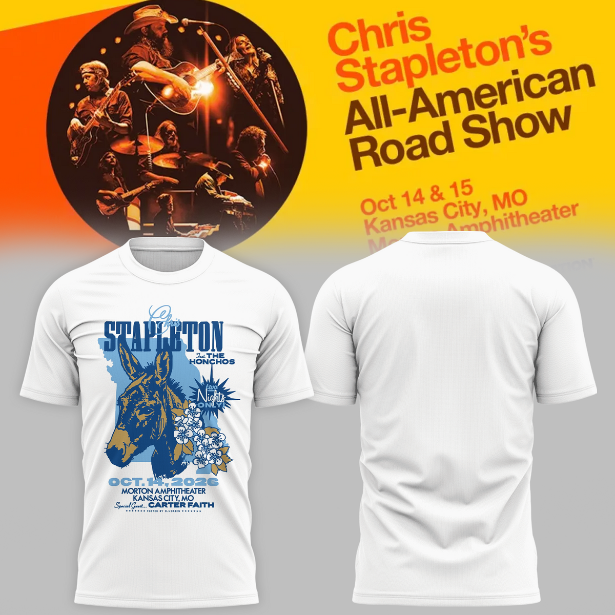 Chris Stapleton Kansas City MO 2026 Night 1 Event Poster At Morton Amphitheater Oct 14 2026 Unisex T-Shirt