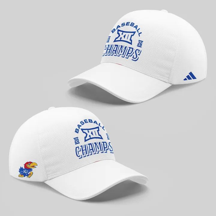 Kansas Jayhawks White 2026 Big 12 Baseball Tournament Champions Locker Room Hoodie V1