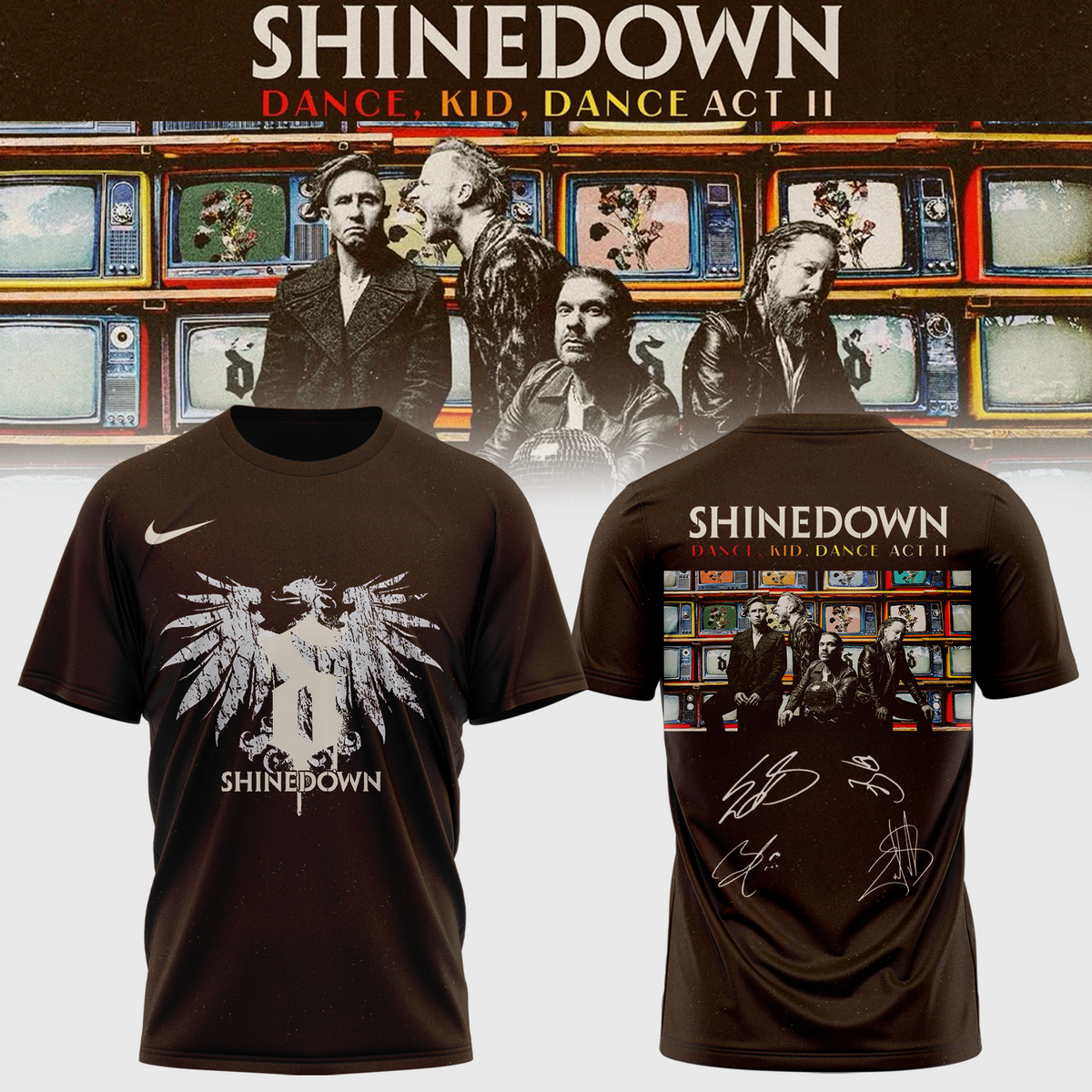 ,,.SHINEDOWN “Dance Kid Dance Act II World Tour” 2026 Signed – Shirt