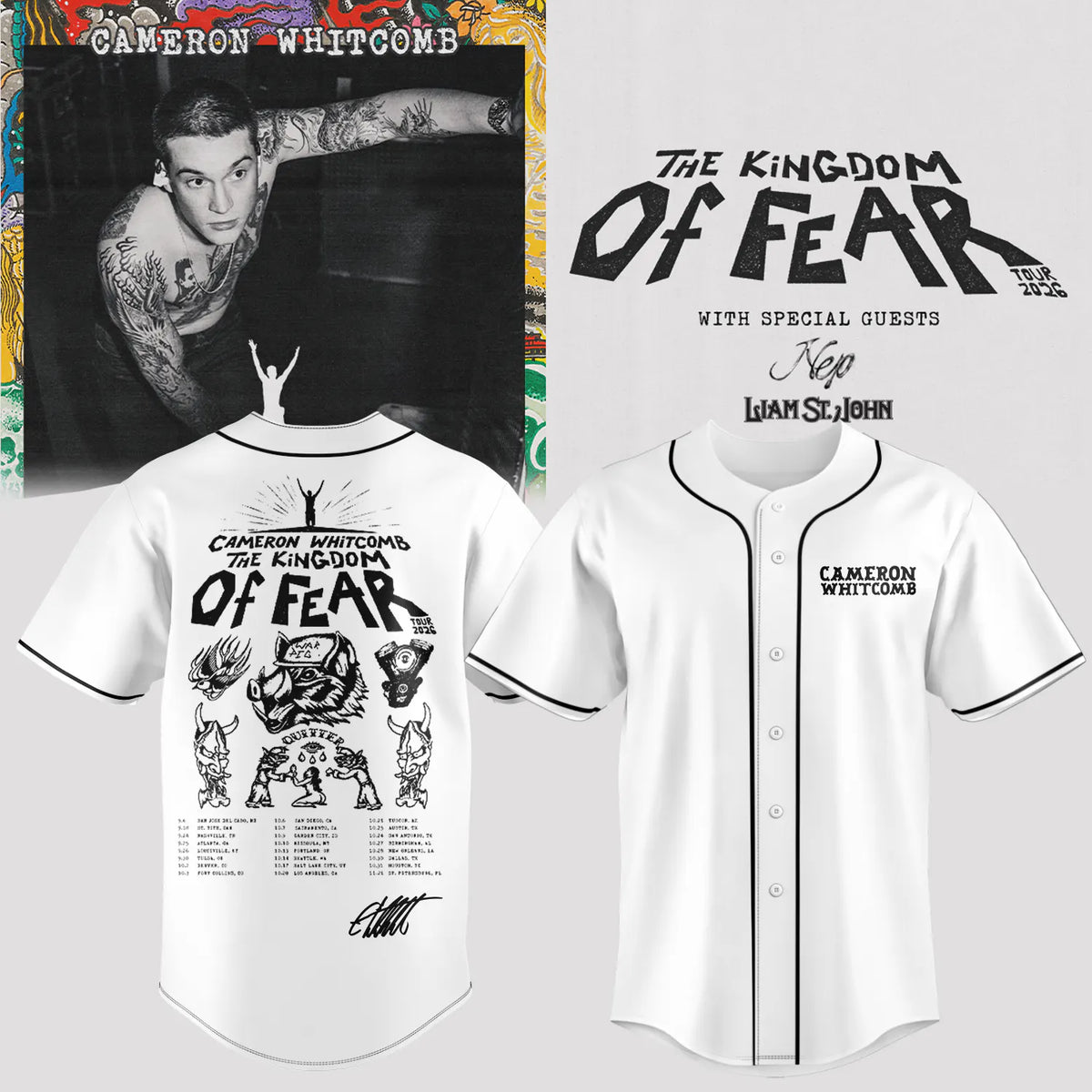Cameron Whitcomb Kingdom of Fear Tour Jersey