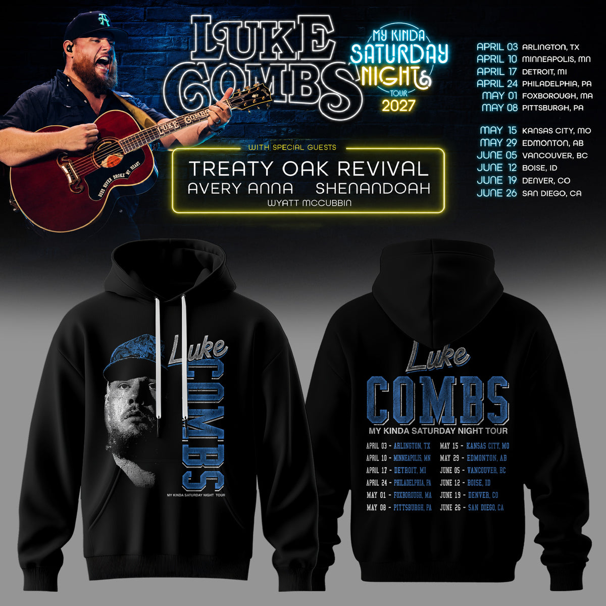 LUKE COMBS — MY KINDA SATURDAY NIGHT TOUR 2027 HOODIE