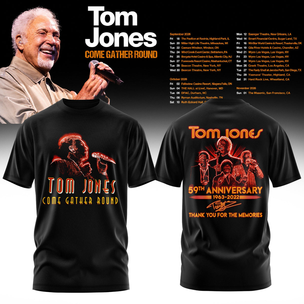 TOM JONES – COME GATHER ROUND COLLECTION TEE