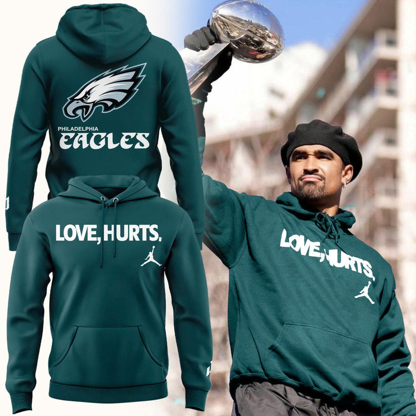 Limited Edition Eagles Football Love, Hurts Green Hoodie