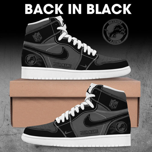. D Lions Back In Black Custom Name Shoes JD
