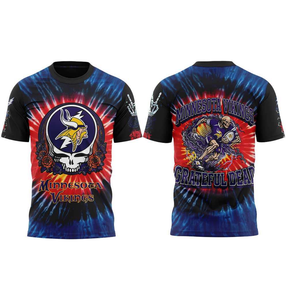 . M Vikings Grateful Dead Skeletons Shirt