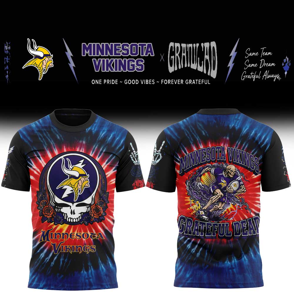 . M Vikings Grateful Dead Skeletons Shirt