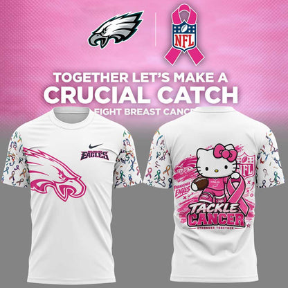 . P Eagles Breast Cancer Awareness-Hello Kitty Tackle Cancer Together Shirt
