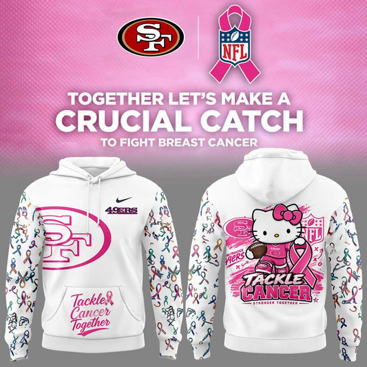 SF 49ers Breast Cancer Awareness-Hello Kitty Tackle Cancer Together Hoodie