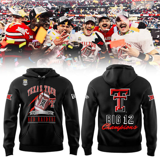 Texas Tech Red Raiders B12 CHAMPIONS 2025 Black Hoodie