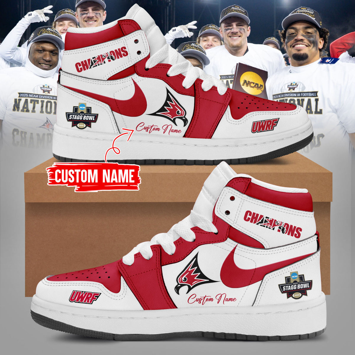 Limited Edition Falcon Football 2025 NCAA Division III National Champions Custom Name Shoes-LL260105041