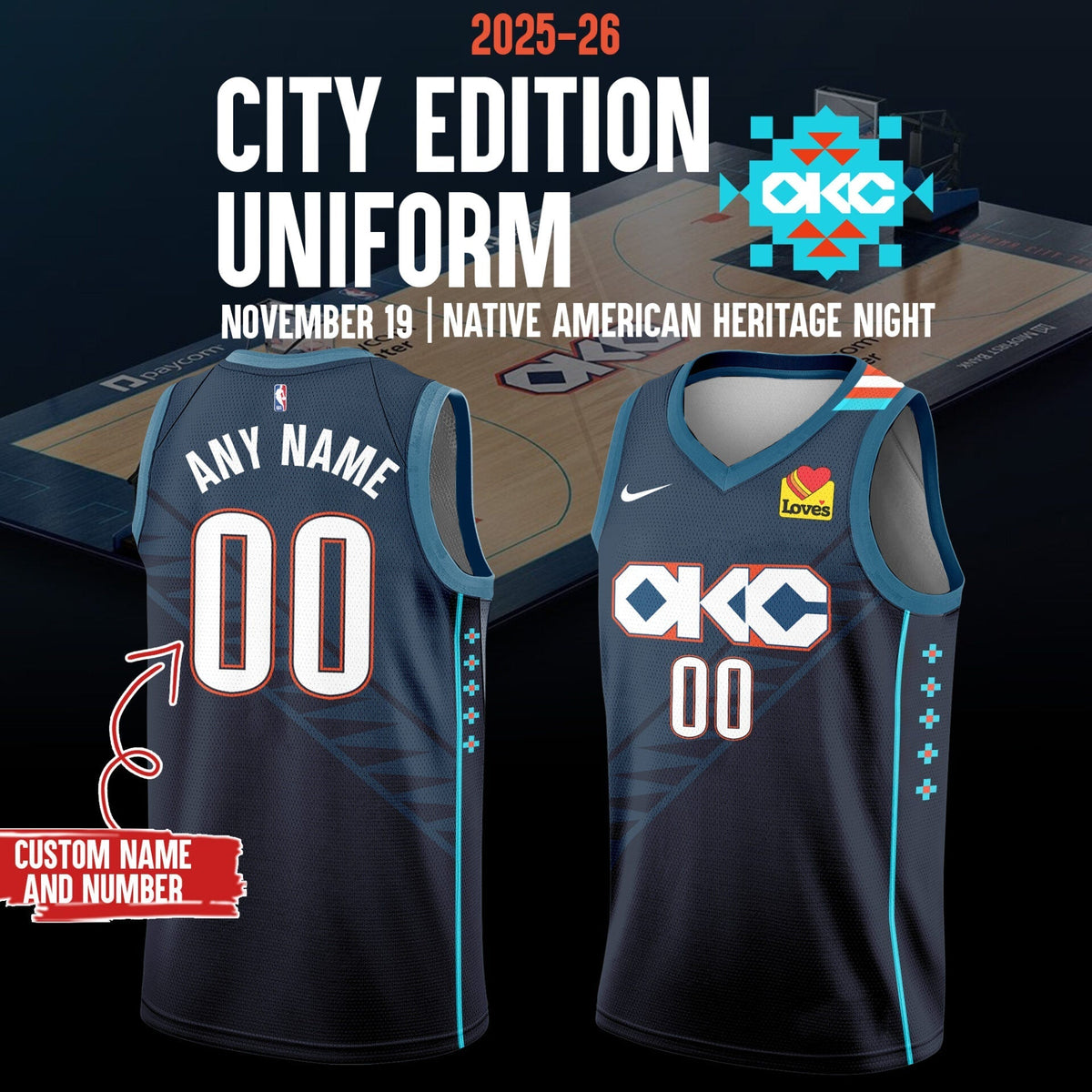 Special New OKC Basketball 2025-26 City Edition Jersey-ND08222513