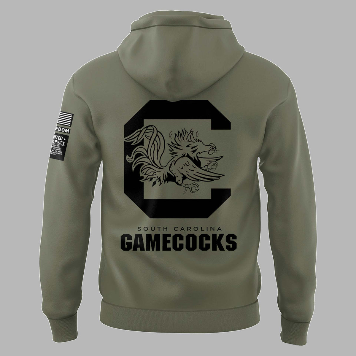 Limited Edition Men’s SC Gamecocks FB Thyme Freedom Fleece Crew Military Hoodie-PU112824500