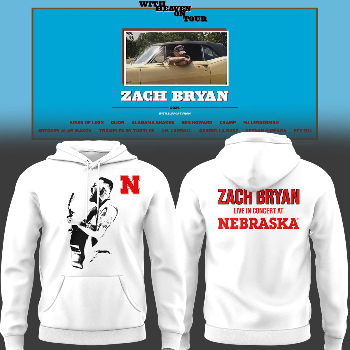 Limited Edition “With Heaven On Tour 2026.” at Memorial Stadium Hoodie-PU26042506