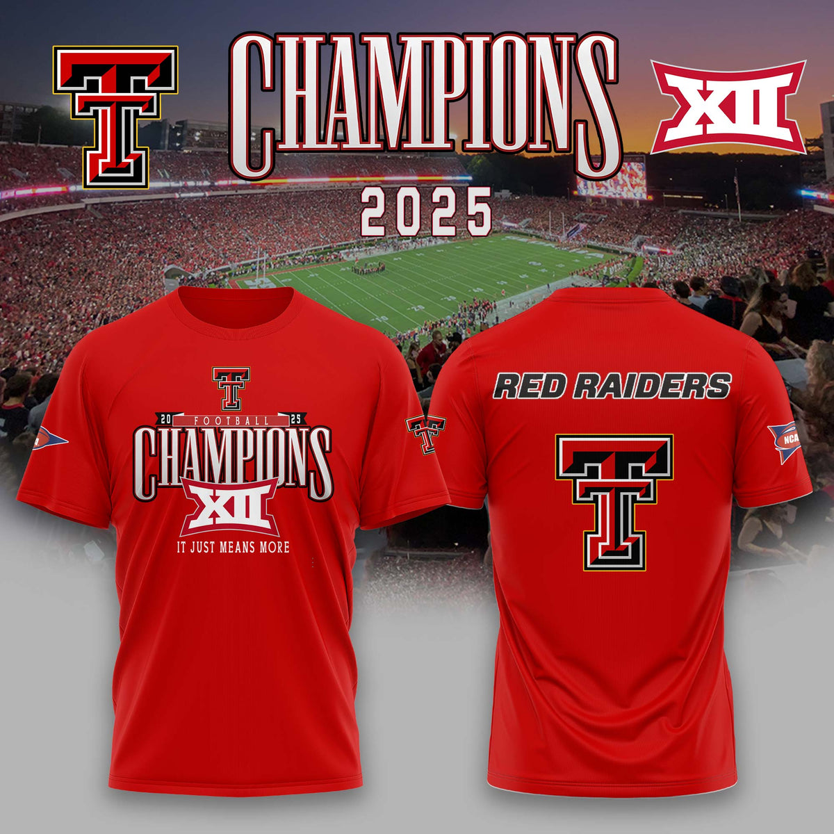 _TT Football 2025 Big 12 Conference Champs Tshirt V2