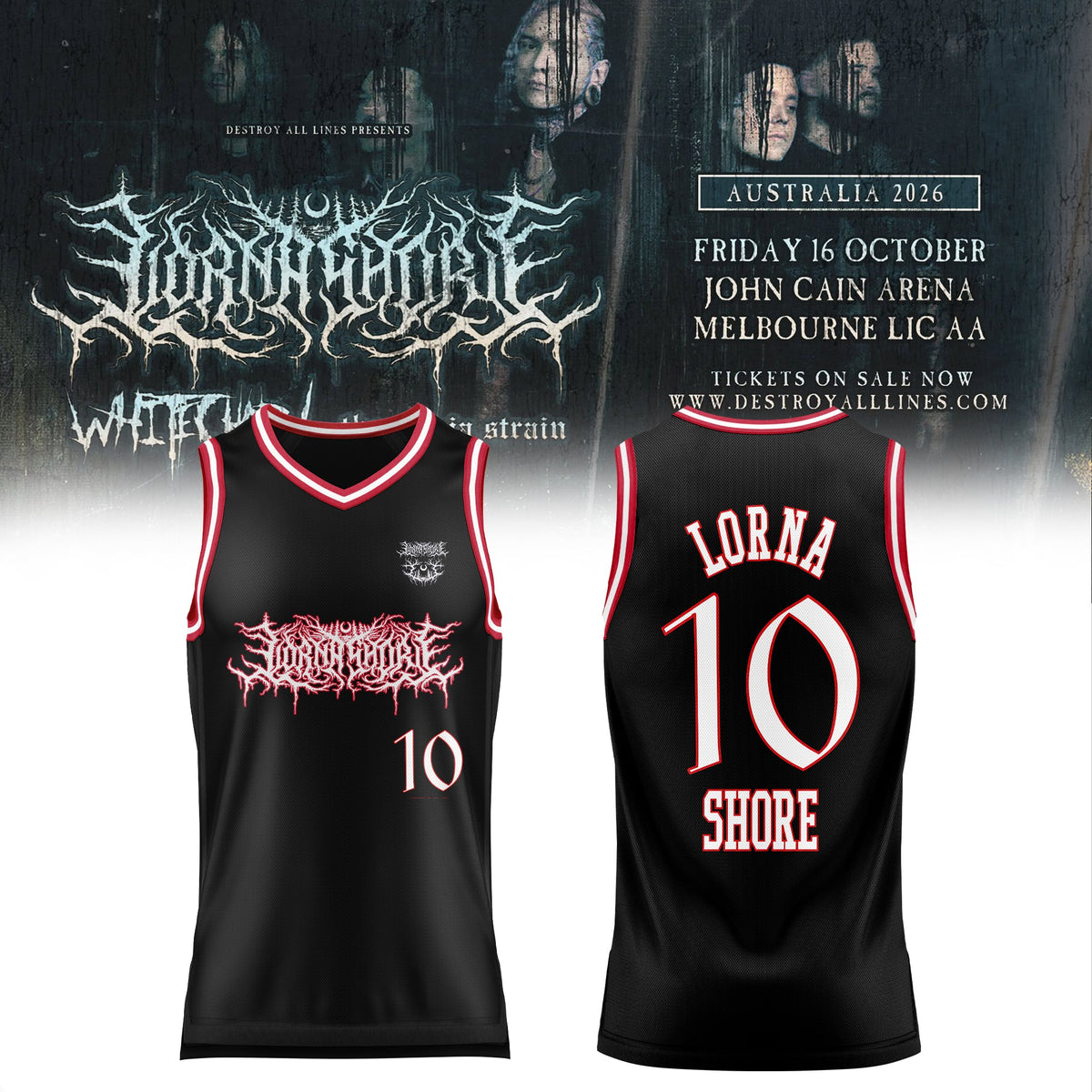 LORNA SHORE – AUSTRALIA & NEW ZEALAND TOUR 2026 Exclusive Basketball Jersey