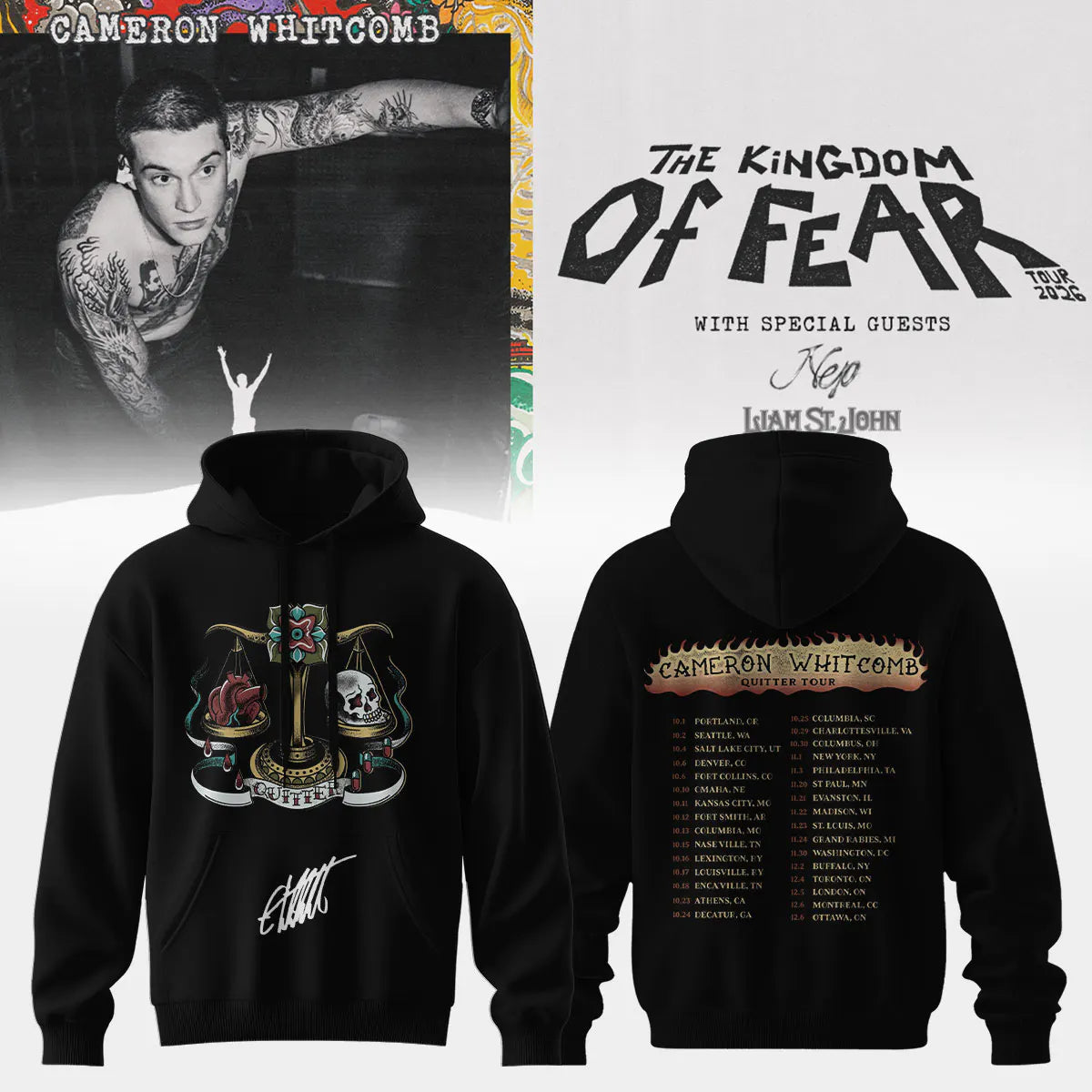 Cameron Whitcomb Kingdom of Fear Tour Hoodie