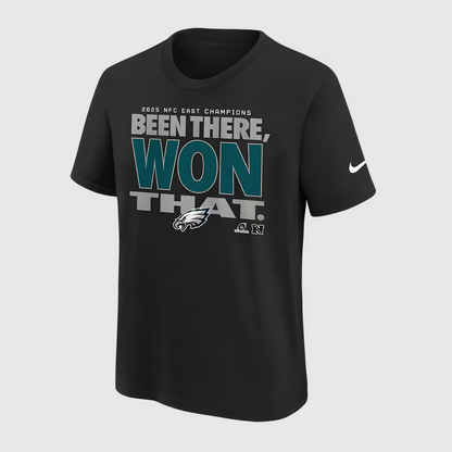 Black Philadelphia Eagles 2025 NFC East Division Champions Locker Room Trophy Collection T-Shirt