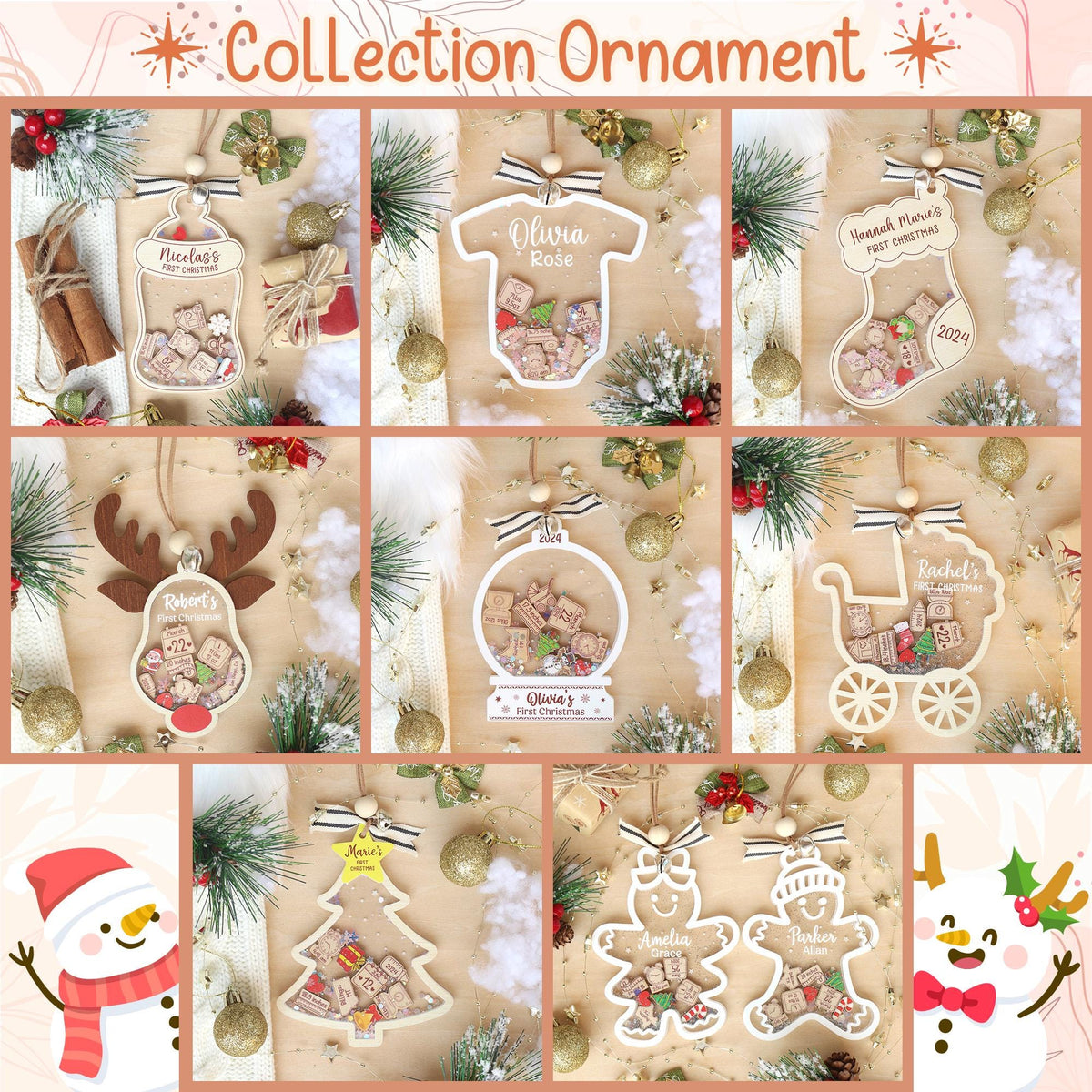 Personalized Baby First Christmas Ornament, Baby 1st Christmas Ornament, Custom Baby Name, Newborn Gift, Shake Babies Ornament