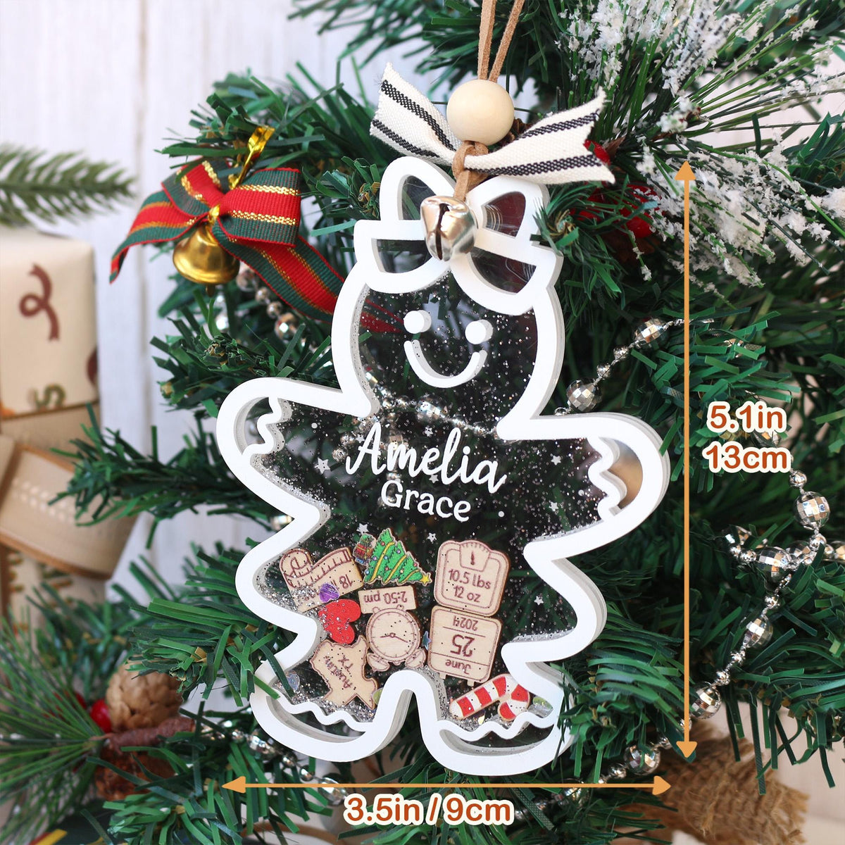 Personalized Baby First Christmas Ornament, Baby 1st Christmas Ornament, Cute Gingerbread Shake Baby Ornament, Newborn Gift, Christmas Decor