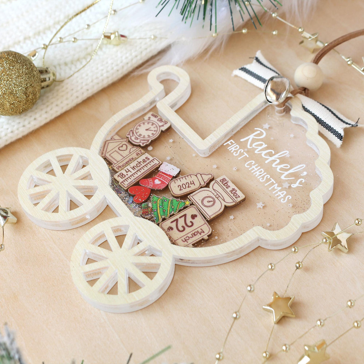 Personalized Baby First Christmas Ornament, Baby 1st Christmas Ornament, Custom Baby Name, Newborn Gift, Shake Babies Ornament