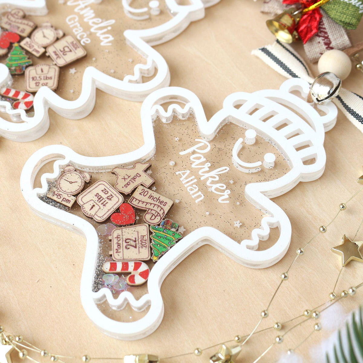 Personalized Baby First Christmas Ornament, Baby 1st Christmas Ornament, Cute Gingerbread Shake Baby Ornament, Newborn Gift, Christmas Decor