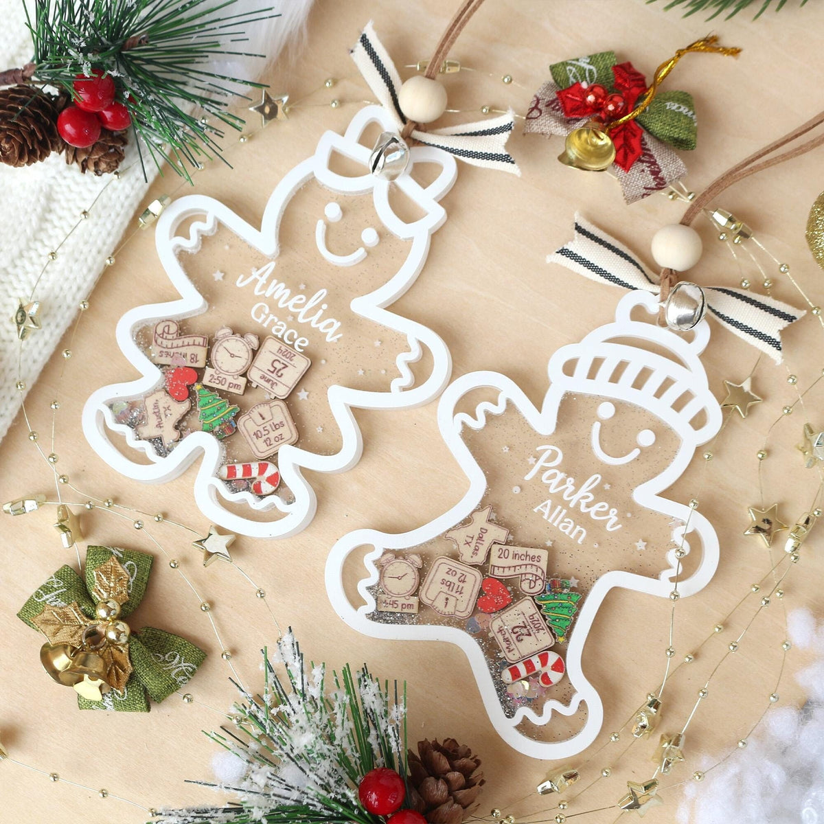 Personalized Baby First Christmas Ornament, Baby 1st Christmas Ornament, Cute Gingerbread Shake Baby Ornament, Newborn Gift, Christmas Decor