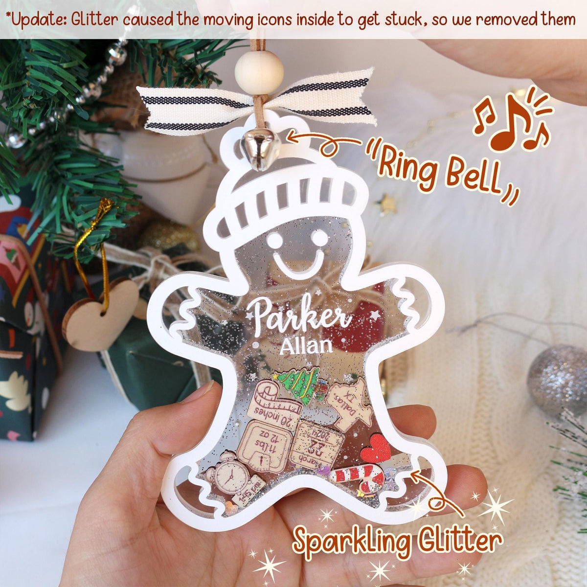 Personalized Baby First Christmas Ornament, Baby 1st Christmas Ornament, Cute Gingerbread Shake Baby Ornament, Newborn Gift, Christmas Decor