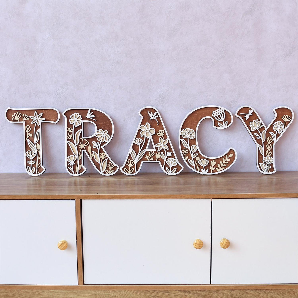 Wildflower Nursery Name Sign - Floral Wall Letters - 3D Wooden Wall Art - Baby Girl Room Decor - Baby Shower Gift