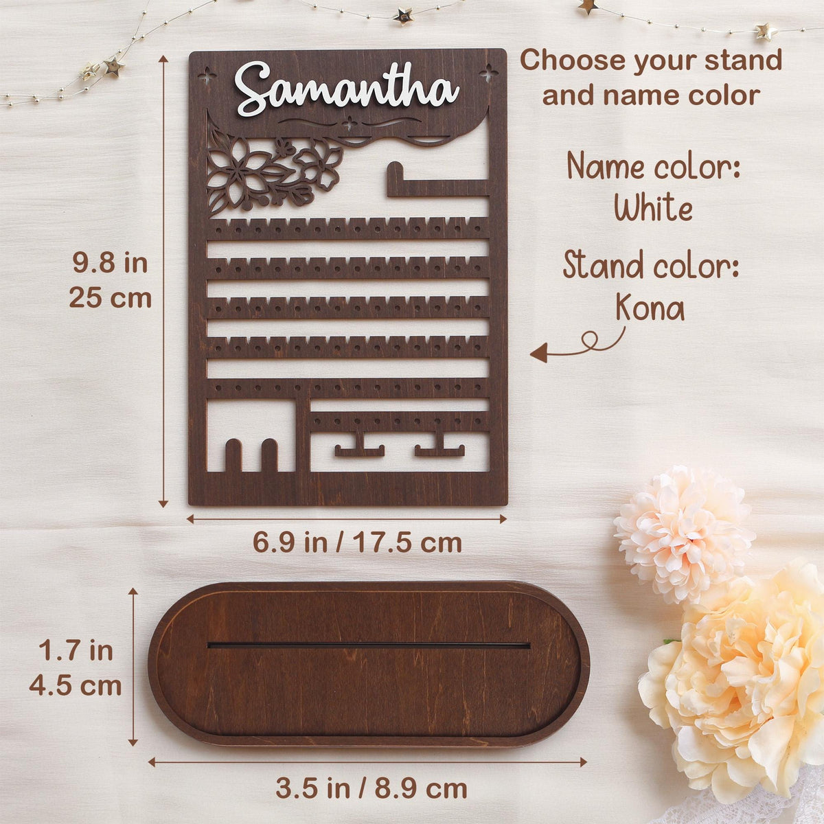 Personalized Wood Jewelry Organizer, Earring Holder, Wooden Jewelry Storage, Jewelry Stand, Birthday Gift for Her, Gifts for Mom
