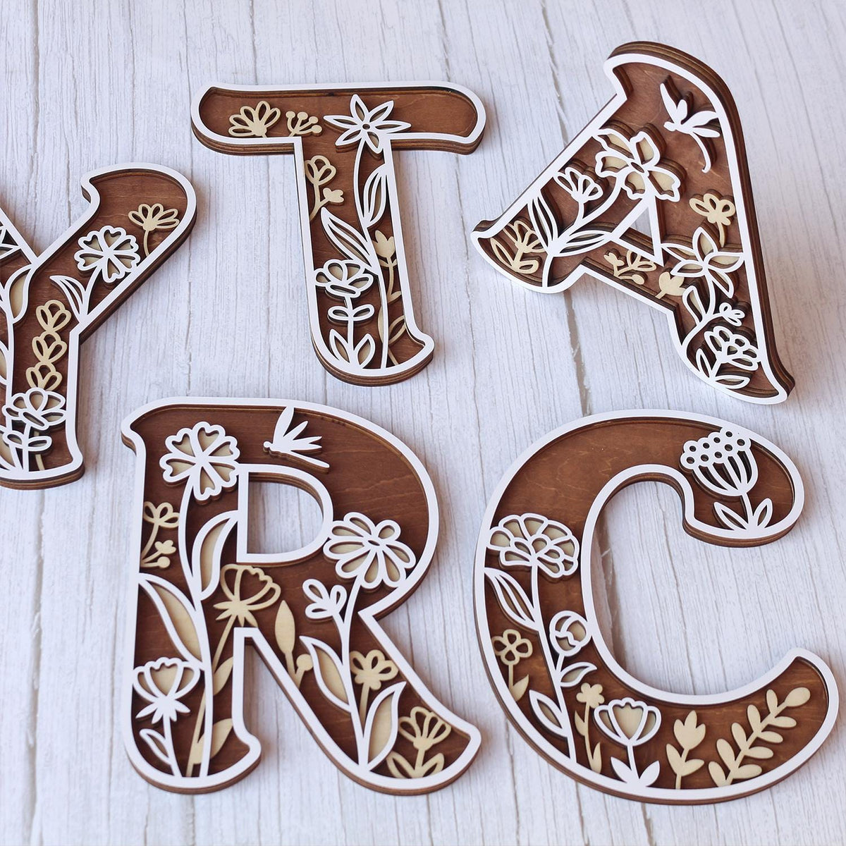 Wildflower Nursery Name Sign - Floral Wall Letters - 3D Wooden Wall Art - Baby Girl Room Decor - Baby Shower Gift