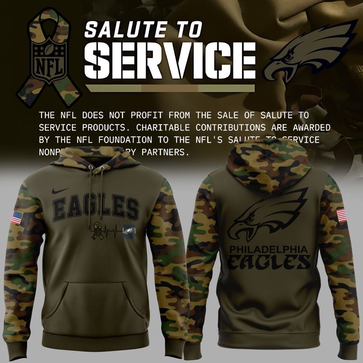 Exclusive Version Philadelphia Eagles Salute to Service Hoodie 2025