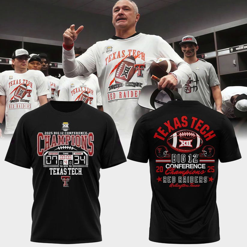 Texas Tech Red Raiders 2025 CHAMPIONS Big12 Football Combo T-shirt