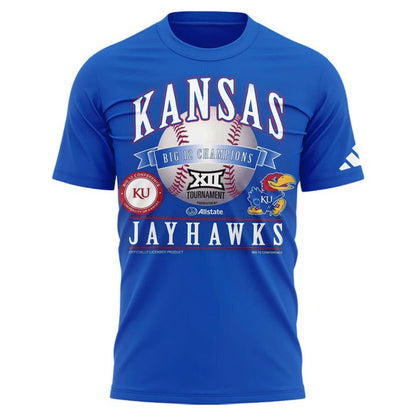 Kansas Jayhawks Blue 2026 Big 12 Baseball Tournament Champions Locker Room T-Shirt V2