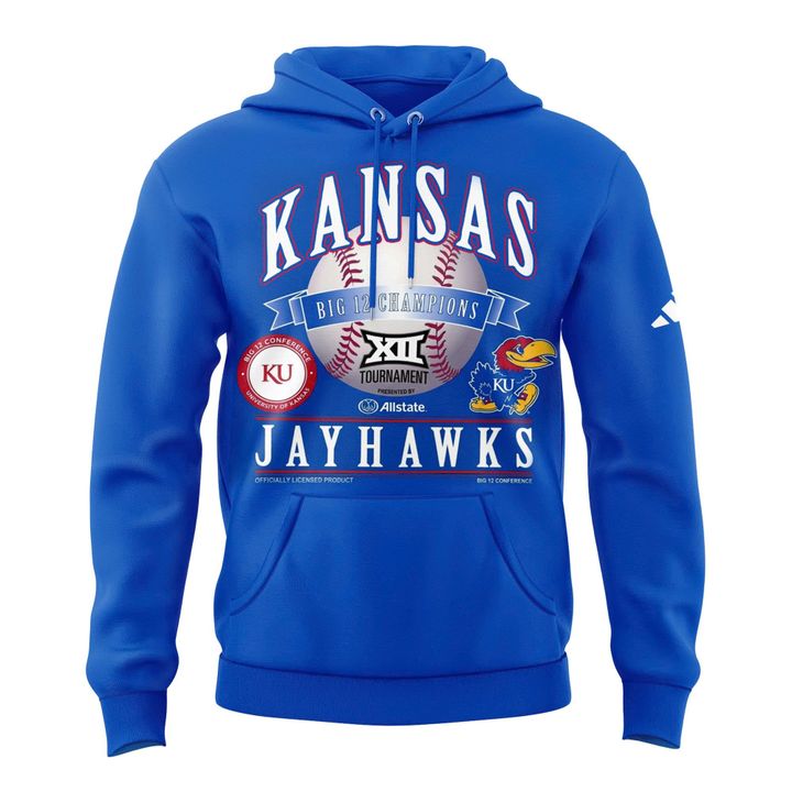 Kansas Jayhawks Blue 2026 Big 12 Baseball Tournament Champions Locker Room Hoodie V2