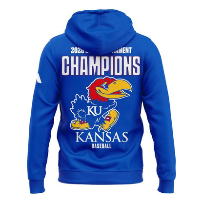Kansas Jayhawks Blue 2026 Big 12 Baseball Tournament Champions Locker Room Hoodie V3