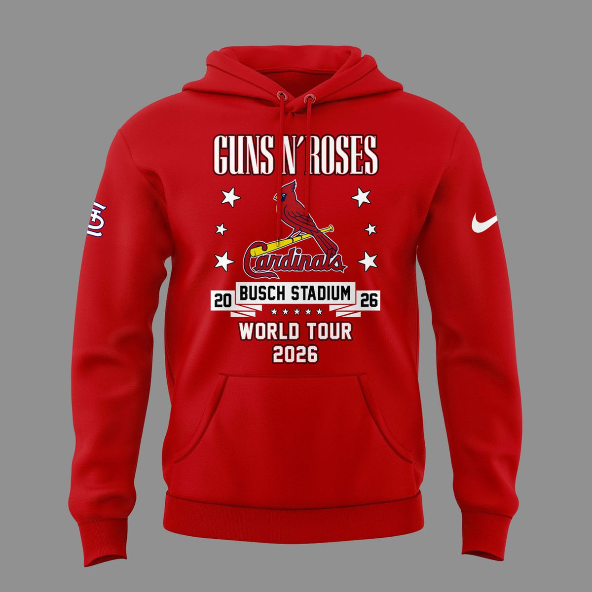 01.22. New Hoodie Guns N' Roses x St. Louis Cardinals - World Tour 2026 Hoodie