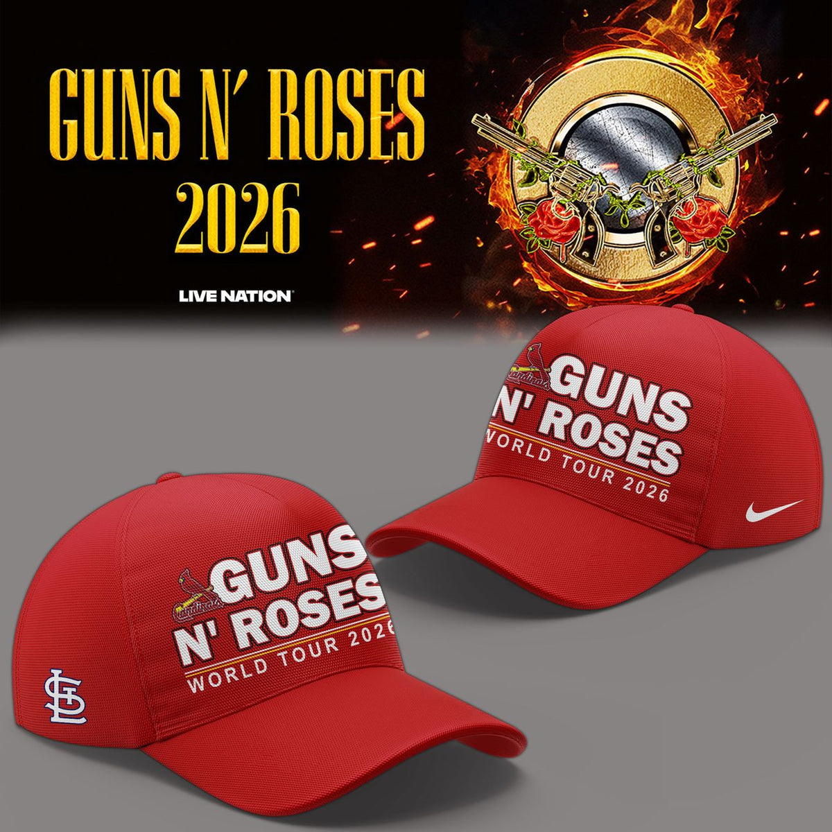 01.24. Special Baseball Jersey Guns N' Roses x St. Louis Cardinals - World Tour 2026 Baseball Jersey