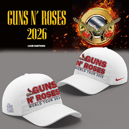01.32. New White Hoodie Guns N' Roses x St. Louis Cardinals - World Tour 2026 Hoodie