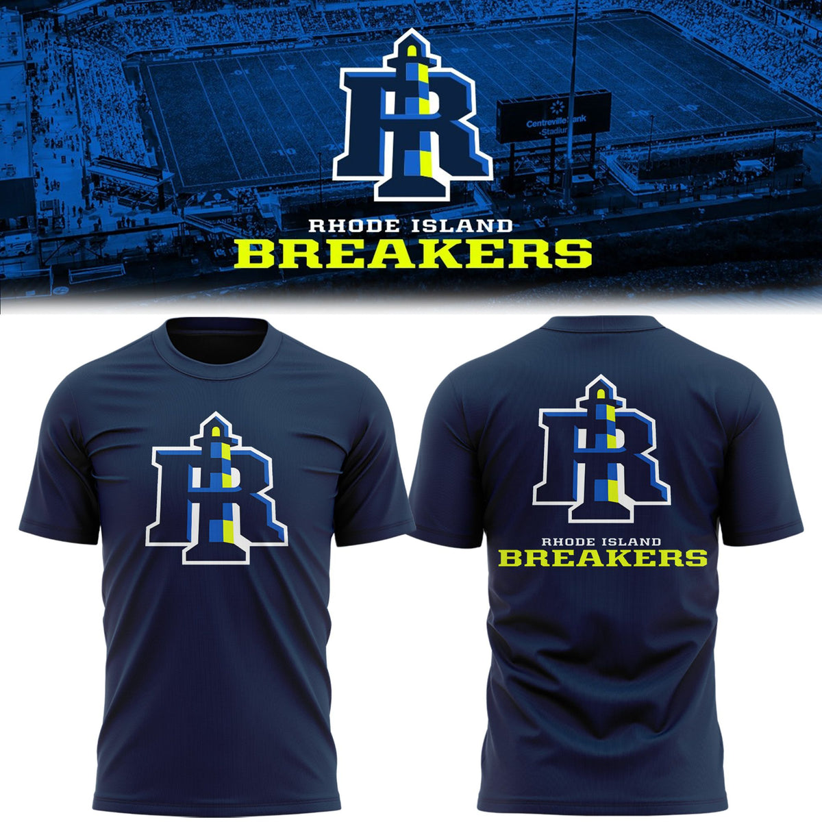 Rhode Island Breakers Primary Logo Navy T-Shirt