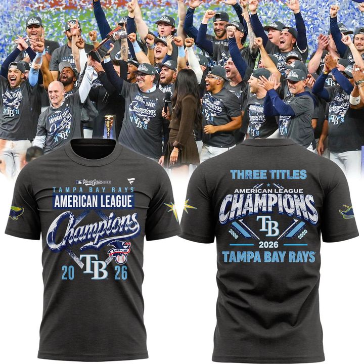 Tampa Bay Rays 2026 American League Champions T-Shirt - Three Titles Locker Room Tee