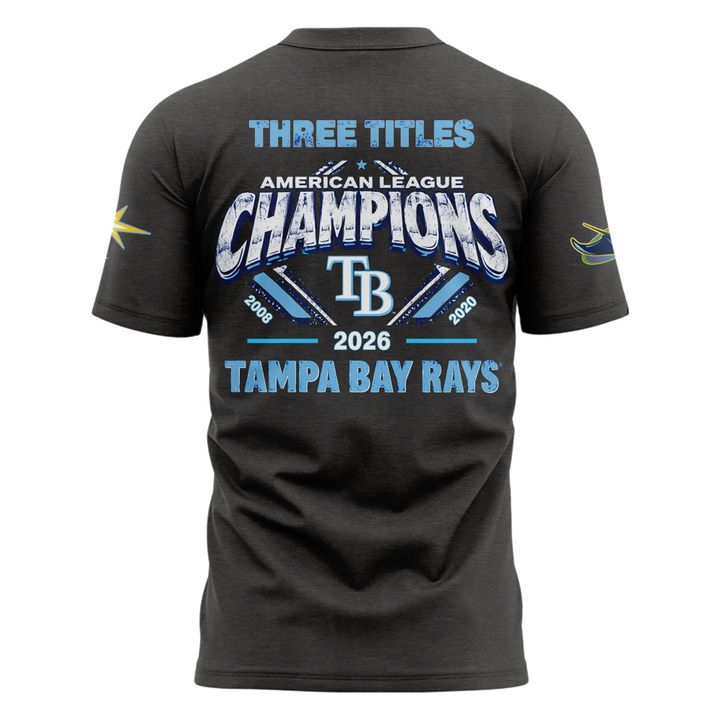 Tampa Bay Rays 2026 American League Champions T-Shirt - Three Titles Locker Room Tee
