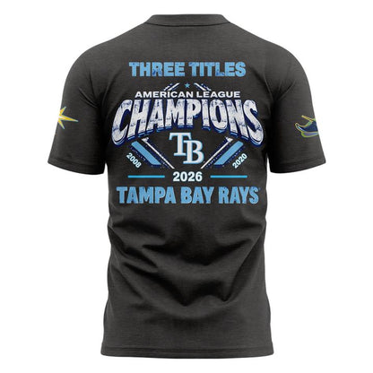 Tampa Bay Rays 2026 American League Champions T-Shirt - Three Titles Locker Room Tee