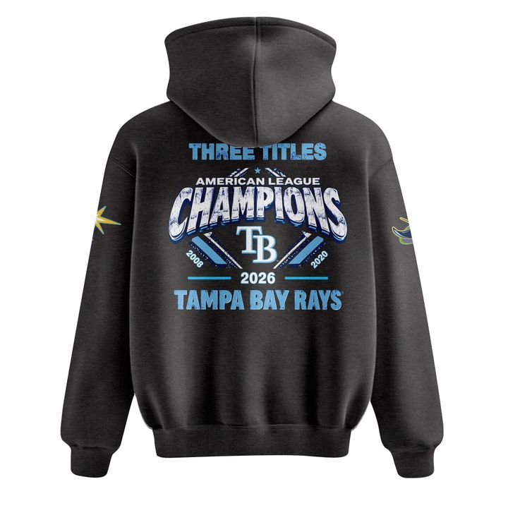 Tampa Bay Rays 2026 American League Champions Hoodie - Three Titles Pullover
