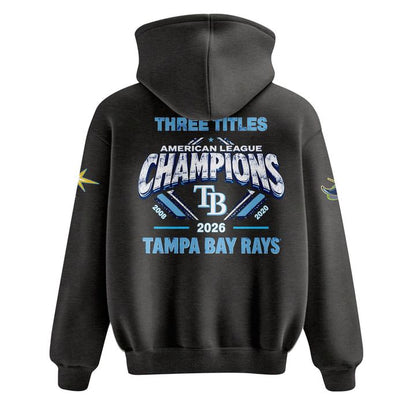 Tampa Bay Rays 2026 American League Champions Hoodie - Three Titles Pullover