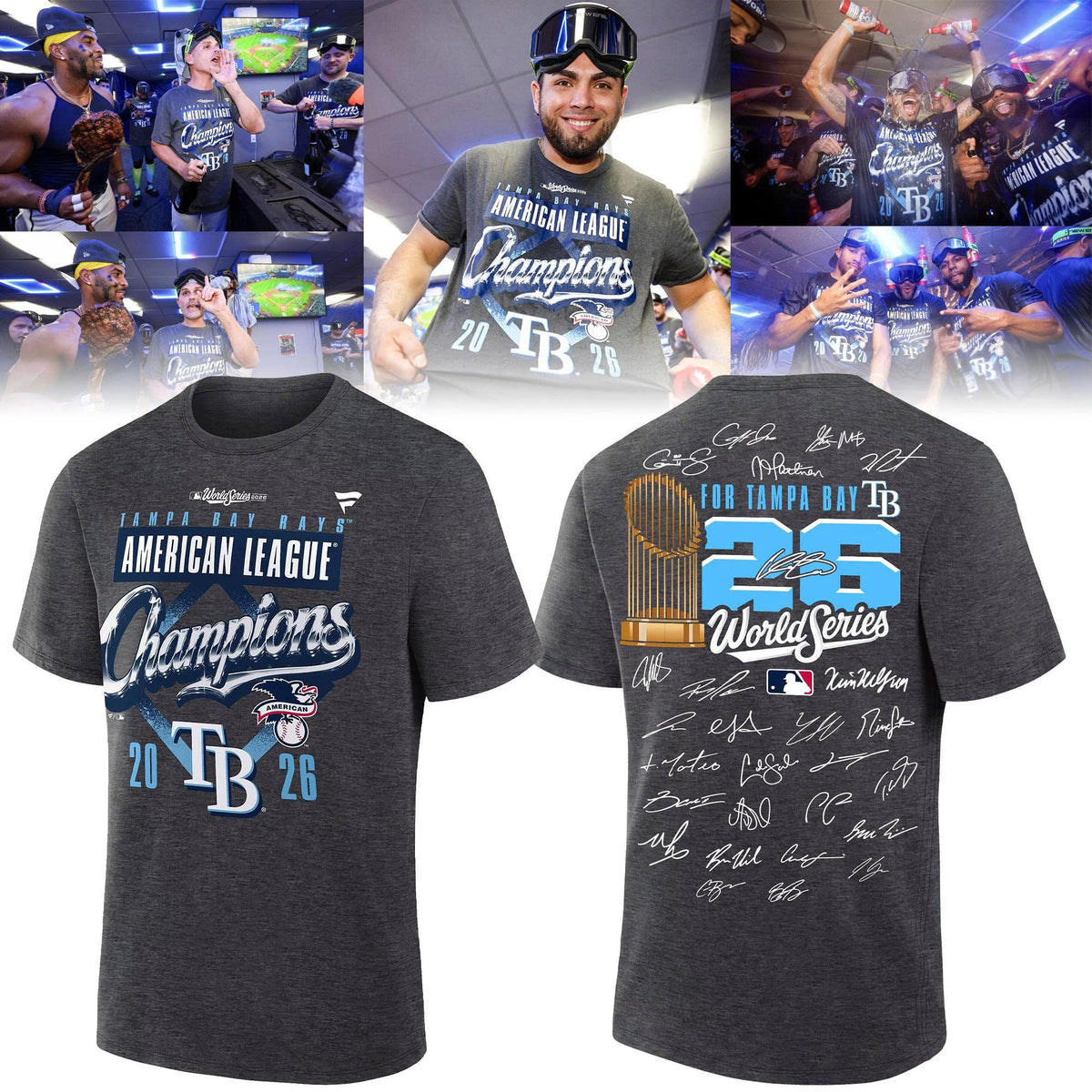 Tampa Bay Rays 2026 American League Champions T-Shirt - Three Titles Locker Room Tee