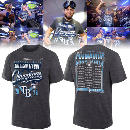 Tampa Bay Rays 2026 American League Champions T-Shirt - Three Titles Locker Room Tee
