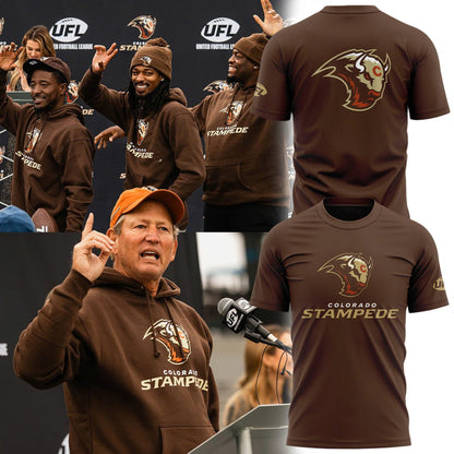 Colorado Stampede Primary Logo Brown Men's T-Shirt