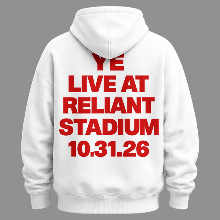 YE LIVE AT Reliant Stadium HOODIE (WHITE)-2026 Ye Live Concert Tour
