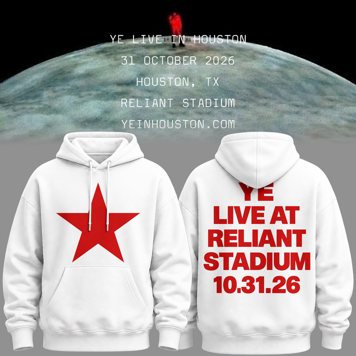 YE LIVE AT Reliant Stadium HOODIE (WHITE)-2026 Ye Live Concert Tour